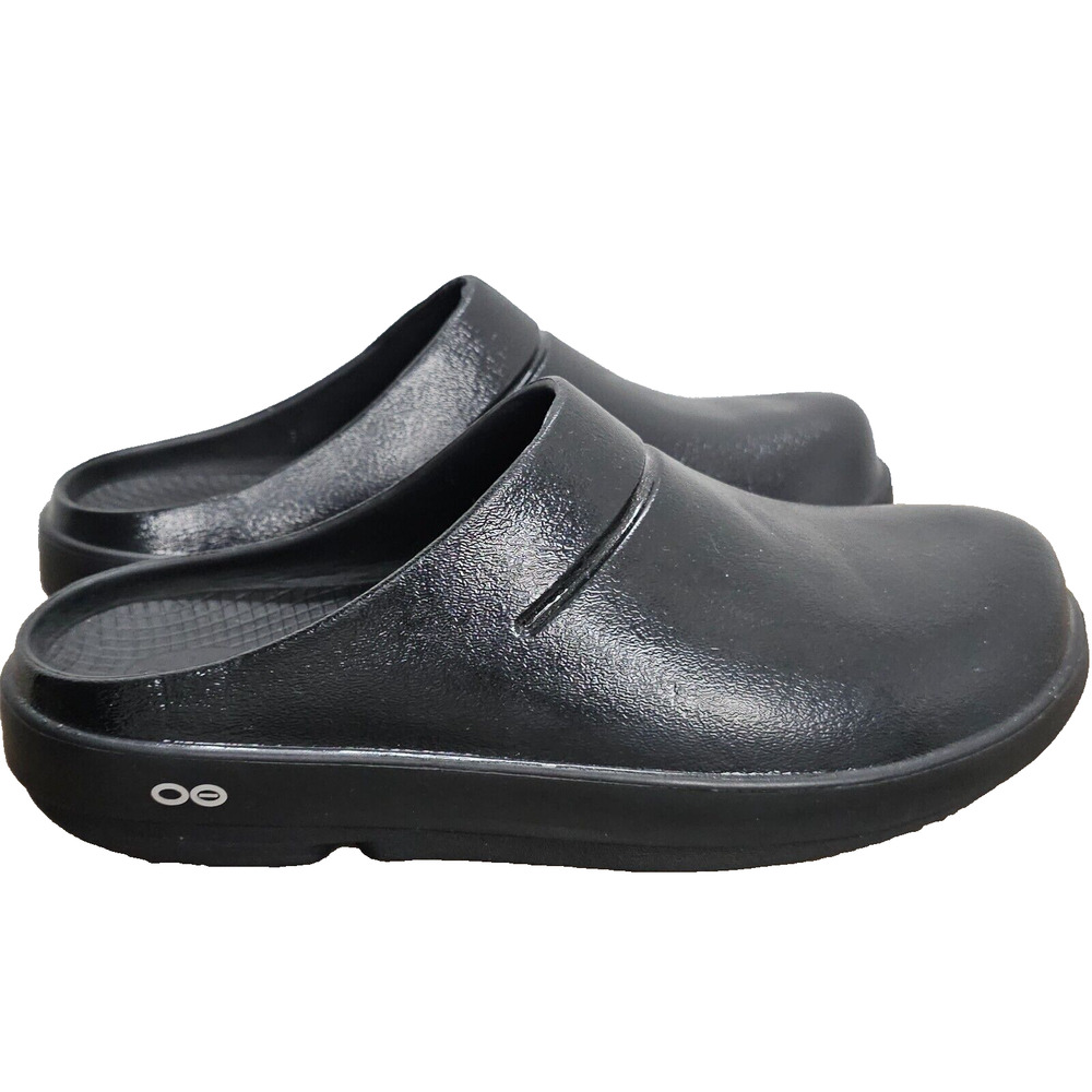 OOFOS OOcloog Womens Size 11 Mens size 9 Luxe Black Recovery Comfort Mule Clogs